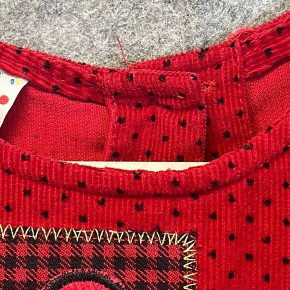 Vtg SAMARA Dress Girls 2T Red Heart Scottie Dog Polka Dot Corduroy Embroidery - Picture 4 of 15